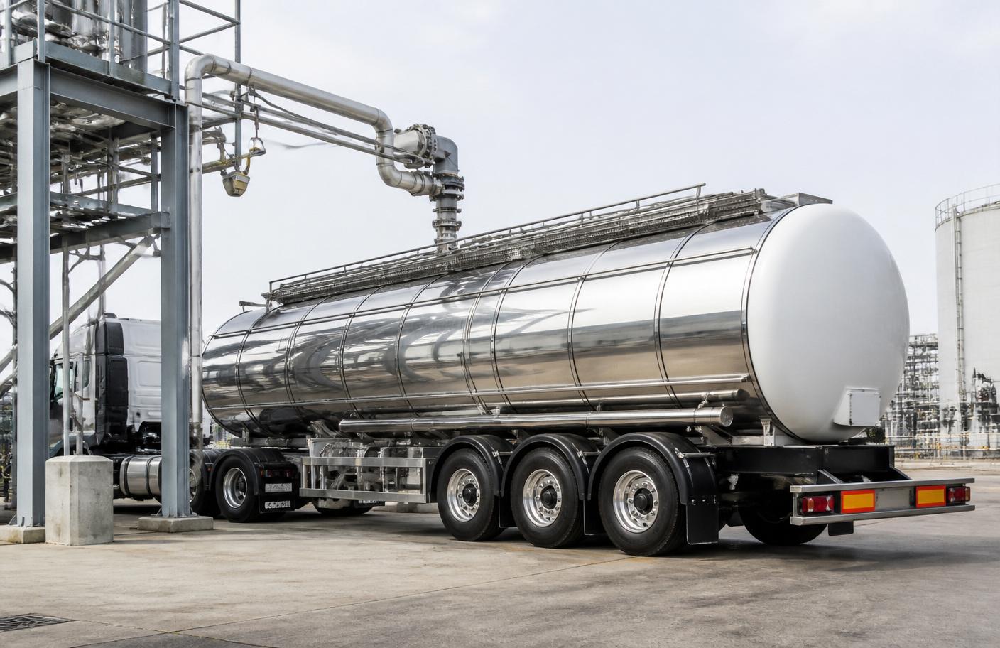 Stainless-steel liquid tanker trailer